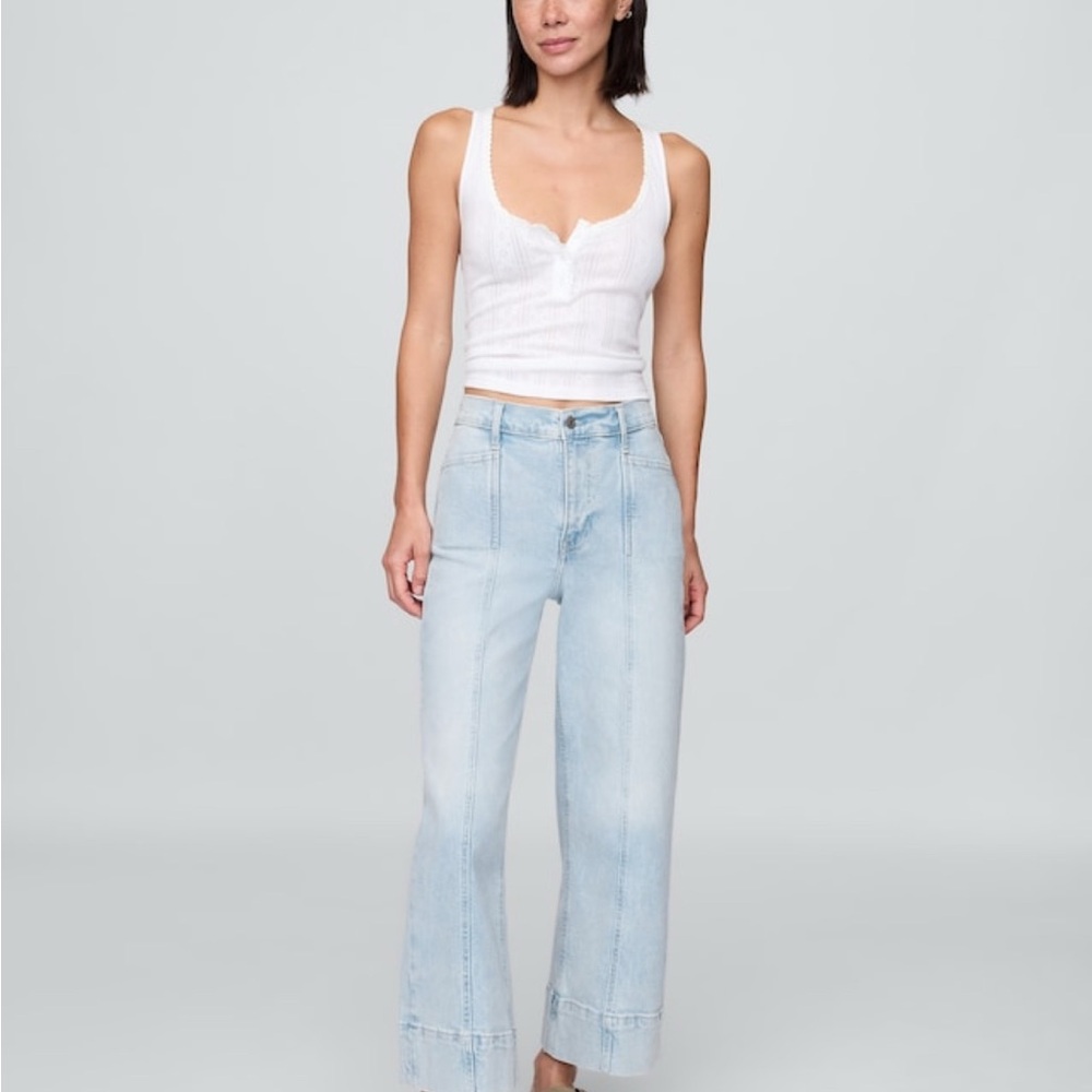 Blue Flare High-Waisted Distressed Jeans